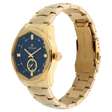 Titan Regalia Sovereign Analog Blue Dial Golden Stainless Steel Strap Watch NM1749YM01