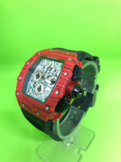 Richard Mille Chronograph Black Strap Wooden Design Case Multi Color Dial Men's Watch For Man Date Gift Watch RM50-100