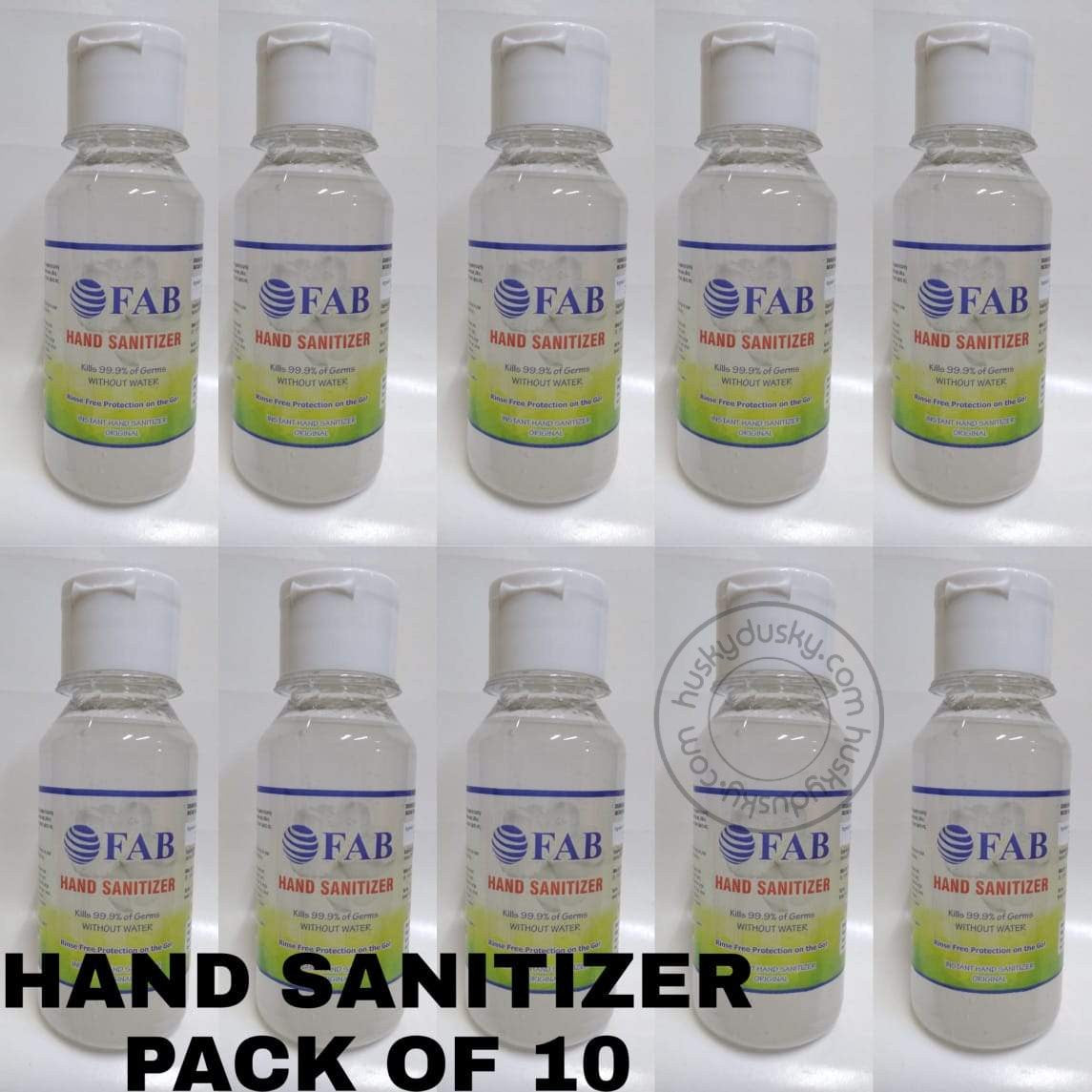 FAB HAND SANITIZER For Protection Skin Care Alcohol Based Killed 99.99 Germs Hand Rub 100ML SAN-Pack Of 10