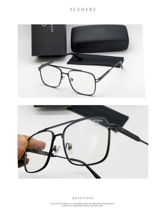 Heavy Quality New stylish Transparent white lenses with black square frame sunglasses for men's MB-1005