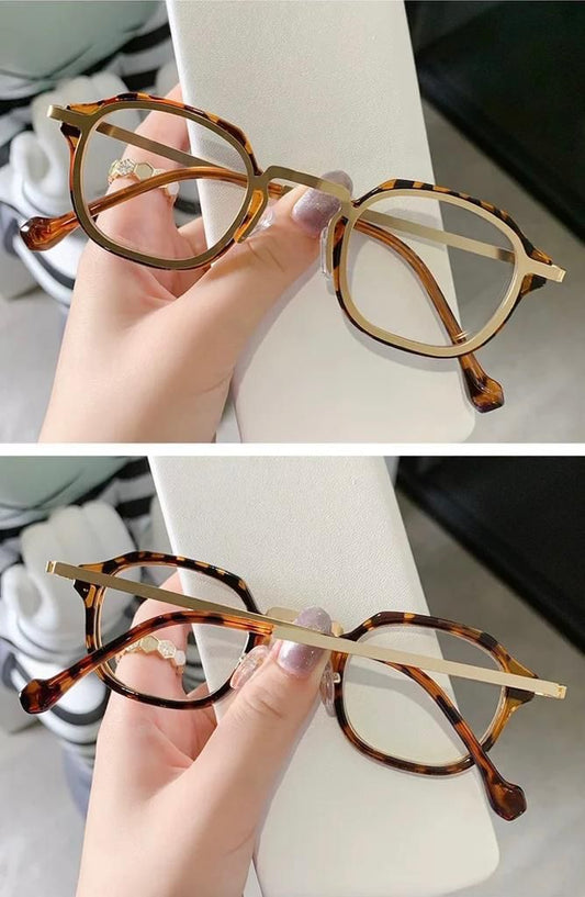 Transparent Glass RoundFrame Sunglasses For Woman Or Girl GU-807 With Men Women Metal Cheetah Frame Eyewear - Best Gift Sunglass