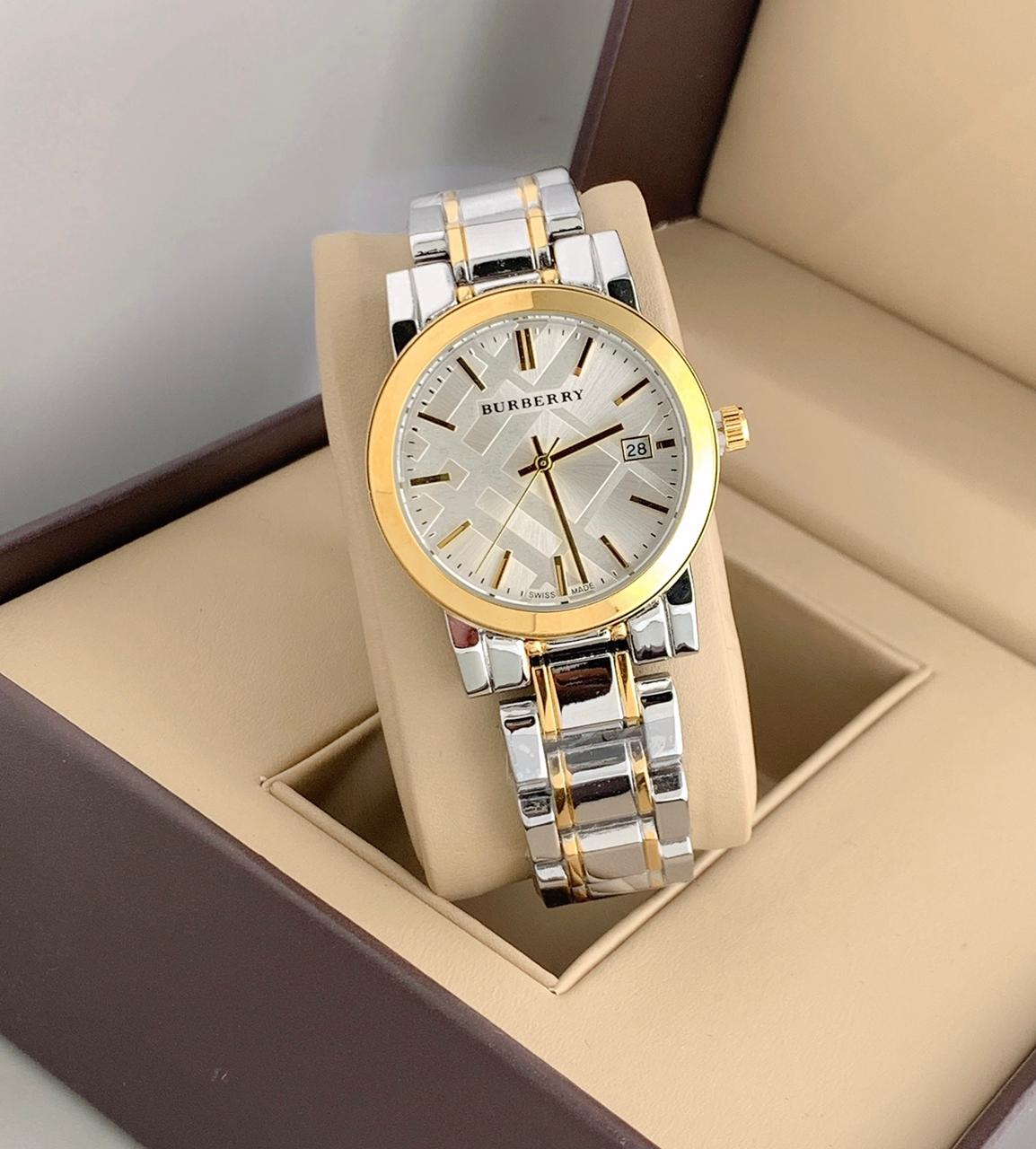 Women's BU-9042 Heritage Silver-plated With Gold Case Dated Stainless Steel Swiss Rare 35mm Women Wrist Watch