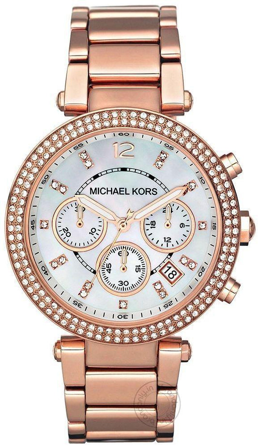 Parker Chronograph Rose Gold Womens Watch For Girl Or Woman Mk5491 Diwali Festive Sale