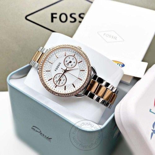 Rose Gold Silver Women's ES-4396 Watch for Girl or Woman Two Tone - Best Gift For Women