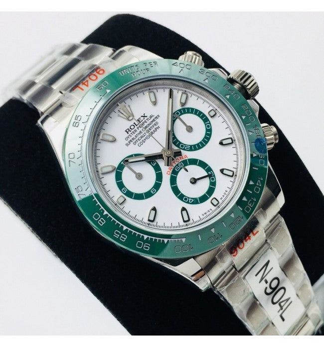 ROLEX Ceramic COSMOGRAPH Daytona Automatic Panda Green Chronograph White Dial Watch With Stainless Steel Strap Men's Watch RLX-B116500GC