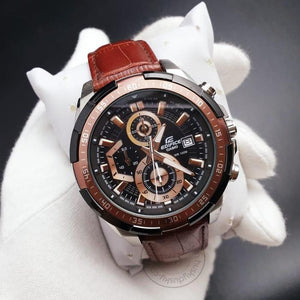 Casio Edifice Chronograph Brown Dial Leather Men's Watch EFR 539L 5AVUDF