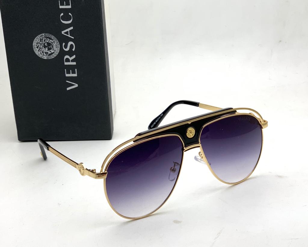 Branded Purple Glass Men's Sunglass For Man Ver-528 Golden Color Stick Gift Sunglass