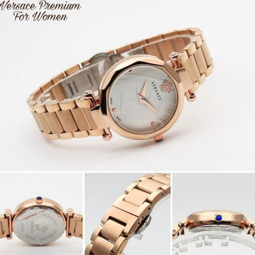 Gold New Stylish Branded Women's Watch For Women And Girls Grey Dial Ver-749