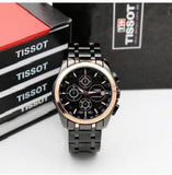 Tissot Chronograph Black Strap Men's Watch for Man Black Rose Gold Black Dial 1853 - Gift TS-BB-01