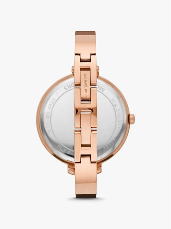 Quartz Womens MK-4626 (Bangle) Watch For Girl Or Woman White Dial Rose Gold Strap Watch- Best For Casual Use