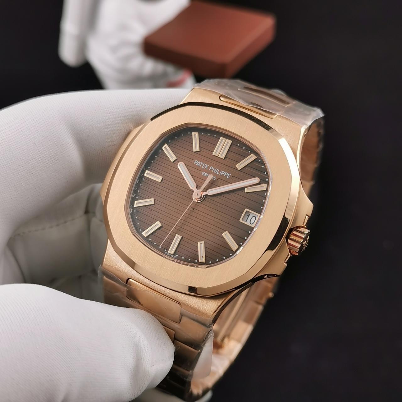 Patek Philippe Nautilus Mad Watch Quartz Movement Rose Gold Strap Dated Watch For Men's-Best Men's Collection PP-6516