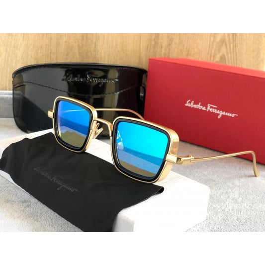 Multicolor Mirror Blue Latest Rectangular Unisex Shade Glass Men's Square Sunglass for Men's SF-38 Gift Sunglass