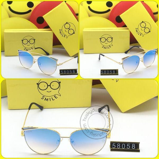 Blue Shade Glass Men's Women's Sunglass for Man Woman or Girl SM-033 Golden Frame Gift Sunglass