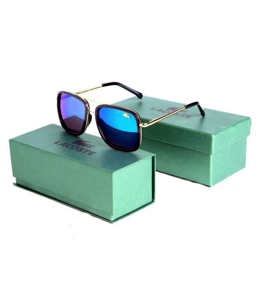 Sunglass - Blue Square Black Bold Frame Men's Women's Sunglasses Best Casual Dress Sunglasses Man Woman Or Girl LS-529 Gold Frame Sunglass