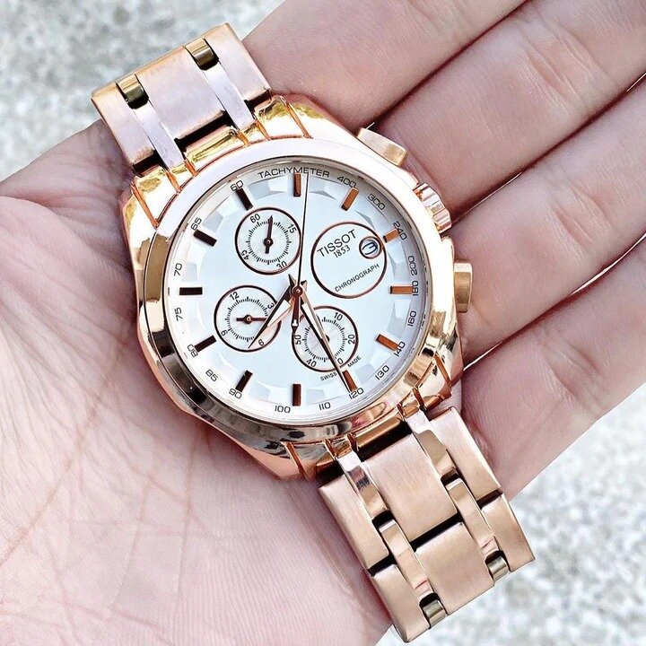 Tissot Chronograph Men's Watch Rose Gold Metal Formal Casual Watch for Man T10092622