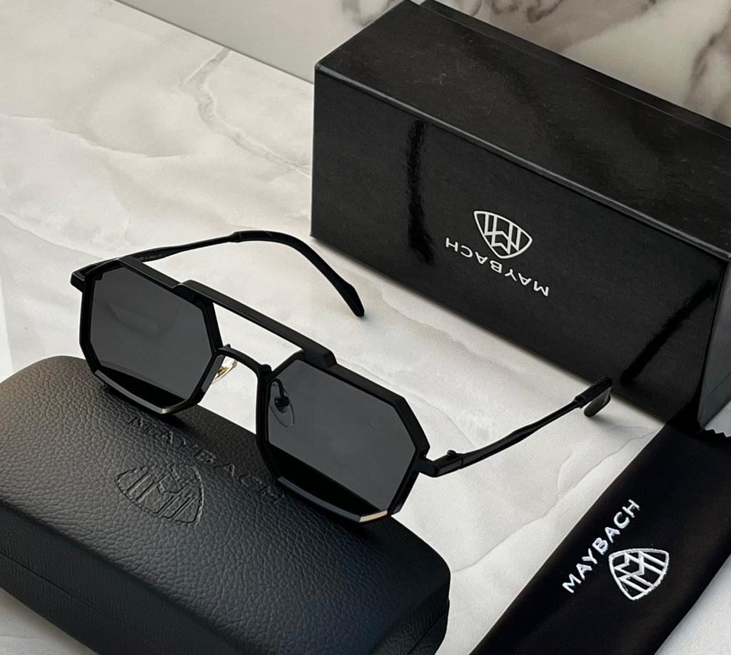 Stylish Black Frame Black Lens Sunglasses For men's New Trending Stylish With Thin Stripe MB-7828