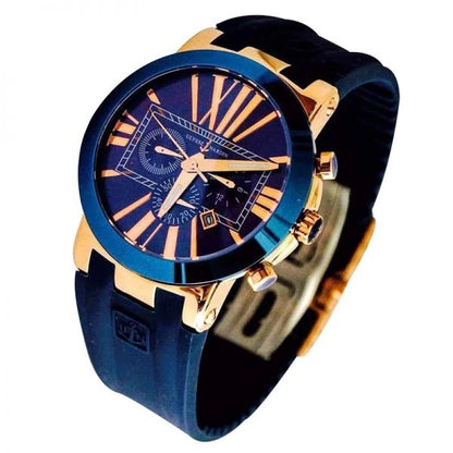 Ulysse Nardin 2536 Silicon Chronograph Blue Banded Formal Men's Watch With Blue Dial With Gold Case Best Gift for Men's UN-2536 UN-2536