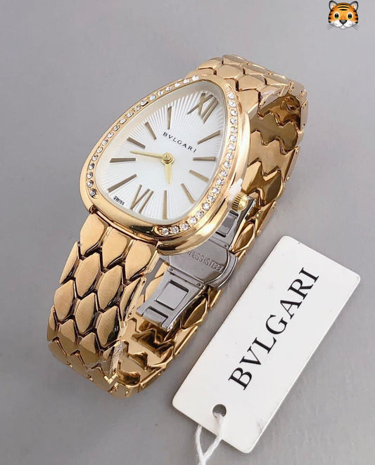 Branded Analog Watch With Gold Color Metal Case & Strap Watch With Designer Strap Watch For Girl Or Woman-Best Gift Date Watch- BV-103147