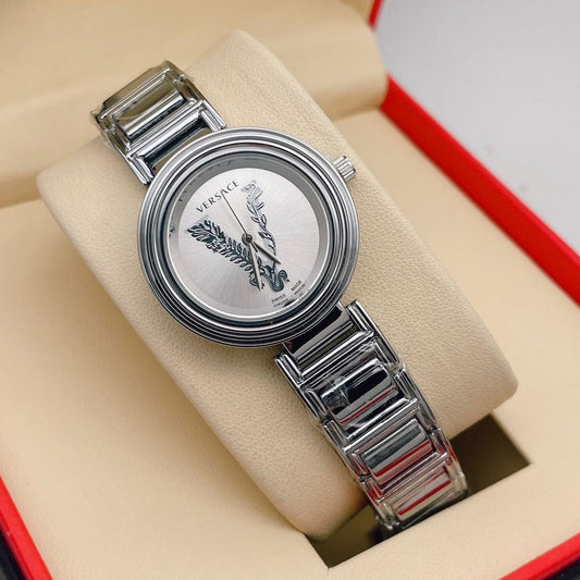 Branded Silver Color Strap New Stylish Women's Watch For Women And White Dial Stainless Steel Watch- Best for Casual Use VER-V-1011