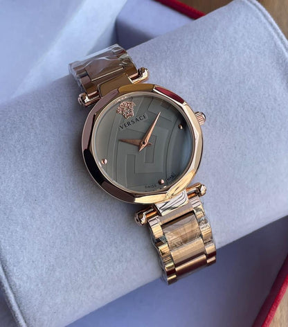 Rose Gold Strap New Stylish Branded Women's Bracelet Watch For Women And Girls Grey Dial Ver-53915 Genuine Formal look Watch