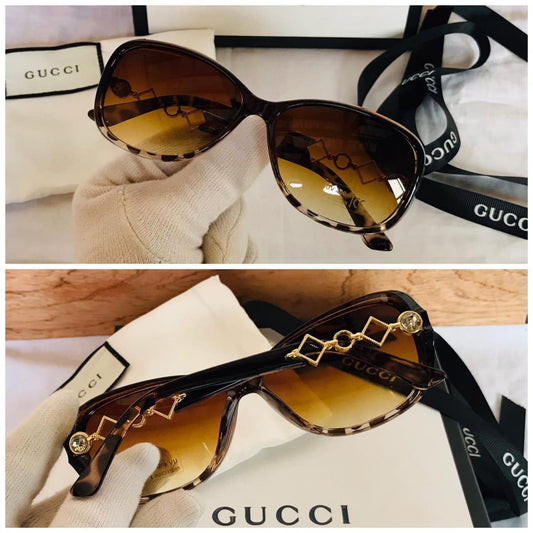 Golden color Cheetah Frame Glass Man's Women's Sunglass GC-247 Silver & Black Stick Gift Sunglass