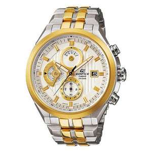 Casio Edifice Chronograph Men's Watch With Silver Gold Color & Stainless Steel Strap ED426