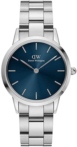 Analog Stainless Steel Strap Blue Color Dial Watch With Silver Case And Strap For Women's Watch DW-1203 Dial - Best Watch for Casual Use