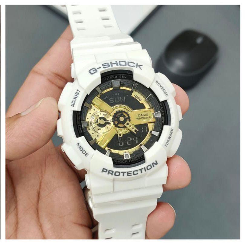 Casio G-Shock Analog-Digital G Shock White Gshock Gold Dial Mens Watch For Man Or Women  GA-110GW Gift