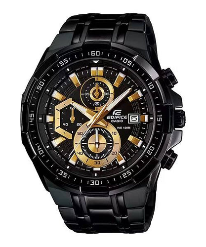 Chronograph With Black Stainless steel Strap Men's Watch Black Gold 539BK