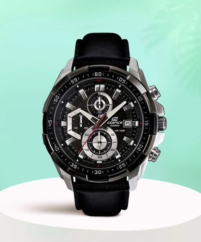 Casio Edifice Chronograph Black Men's Watch Leather 539l 1av