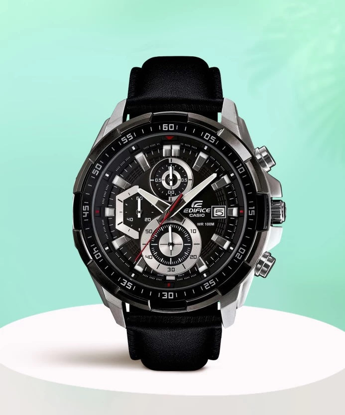 Chronograph Black Men's Watch Leather 539l 1av