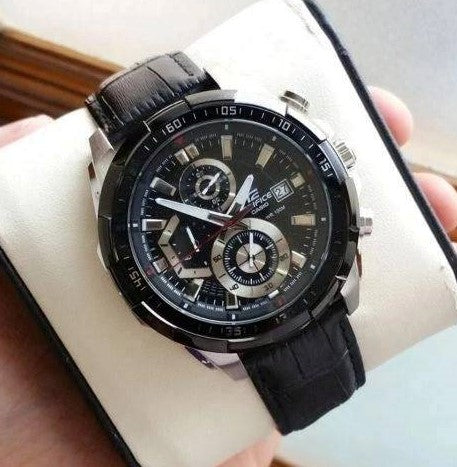 Casio Edifice Chronograph Black Men's Watch Leather 539l 1av