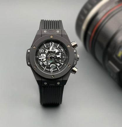 Hublot Big Bang 42mm Black Ceramic Mat Black Rubber Strap Skeleton Dial Automatic Date Watch For Men's _Best Watch For Formal Look - 441.CI.1170.RX