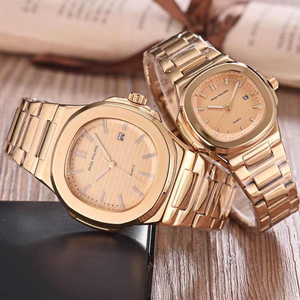 Patek Philippe Latest Model Couple Watch Golden Dial With Golden Belt Heavy Quality PK-713