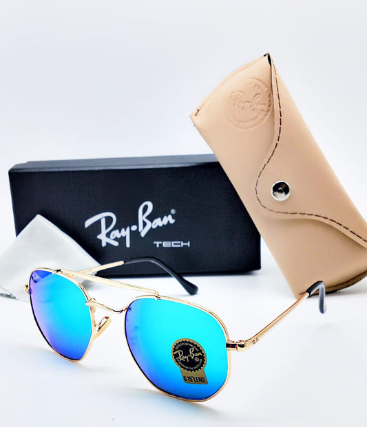 Brand New stylish Men's Sunglass Heavy Quality Sky Blue Color Glass With Golden And Black Frame RB-1111