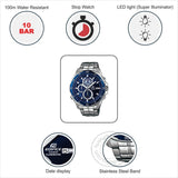 Casio Edifice EFR-547D-2AVUDF Illuminator Metal Chronograph Silver Color Blue Dial Men's Watch