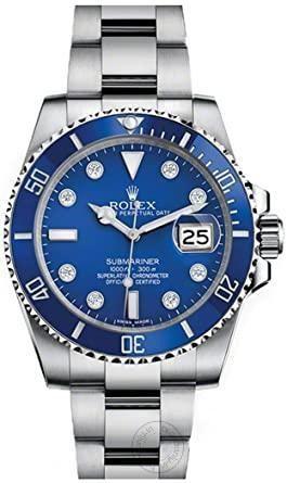 Submariner Automatic Silver Blue Dial Metal Men's Watch For Man Rlx-Blue-Sub Gift Watch RLX-OYSTR-WG-(OG-BOX