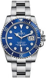 Rolex Submariner Automatic Silver Blue Dial Metal Men's Watch for Man RLX-BLUE-SUB