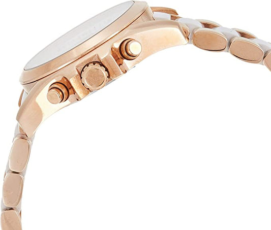 Chosmogragh Watch With Stainless Steel Case And White Dial Dated Rose Gold Color Strap Watch For Women's Design For Girl Or Woman Best Gift Date Watch MK-6566