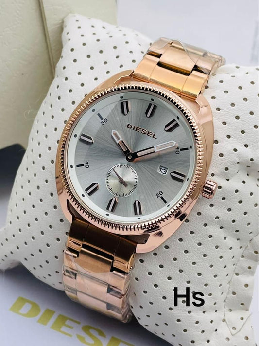 Diesel Chronograph Dated Watch Rose Gold Stainless Steel Watch DZ-000576 Full Gray Dial Watch For Men And Women's OR Girls-Best Unisex Watch Ever