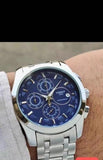 Tissot Chronograph Men's Watch Silver Metal Case Blue Dial Formal Casual Dated Watch for Men's TS-SB-3964