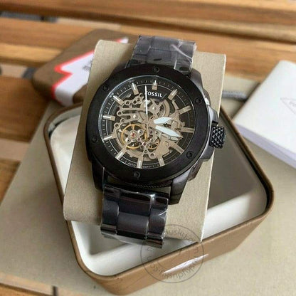 Fossil Skeleton Black Chronograph Automatic Men's Watch ME3080 Formal Casual Metal Watch for Man
