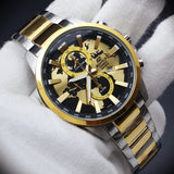 Casio Edifice Chronograph Gold Black World Design Dial Gold Silver Metal Men's Watch EFR-311-best Gift