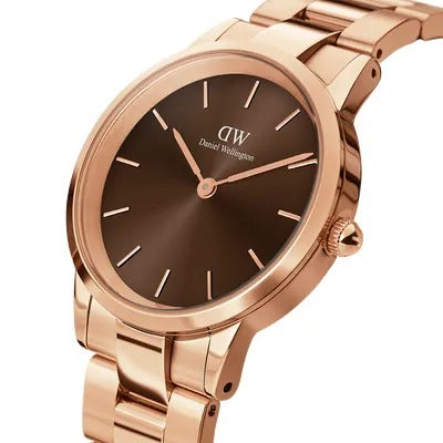 Daniel Wellington Analog Stainless Steel Strap Brown Color Dial Watch With Rose Gold Case And Strap For Women's Watch DW-1204 Dial - Best Watch for Casual Use