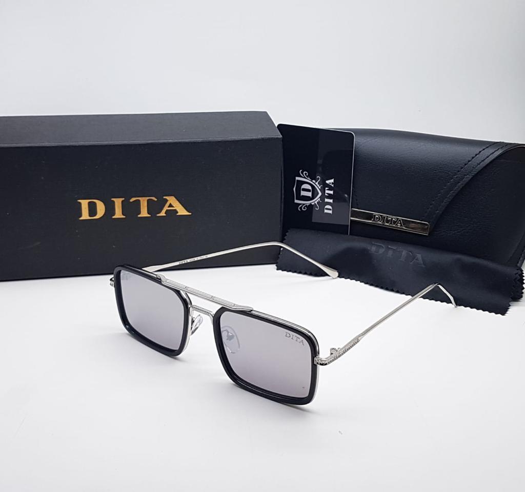 Grey Color Black Frame Glass Man's Women's Sunglass Dt-234 Silver & Black Stick Gift Sunglass