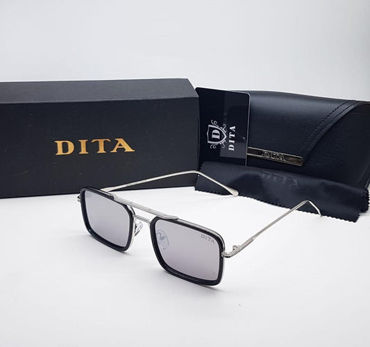 Grey Color Black Frame Glass Man's Women's Sunglass Dt-234 Silver & Black Stick Gift Sunglass