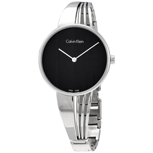 Qurtz Movement Drift Black Watch And Stainless Steel Strap Black Dial Watch for Women's or Girls_ CK-K6S2N111