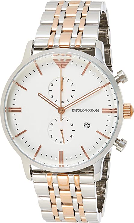 Emporio Armani Chronograph Silver and Gold tone Strap men's Watch For Men AR-1792 Gift Best watch