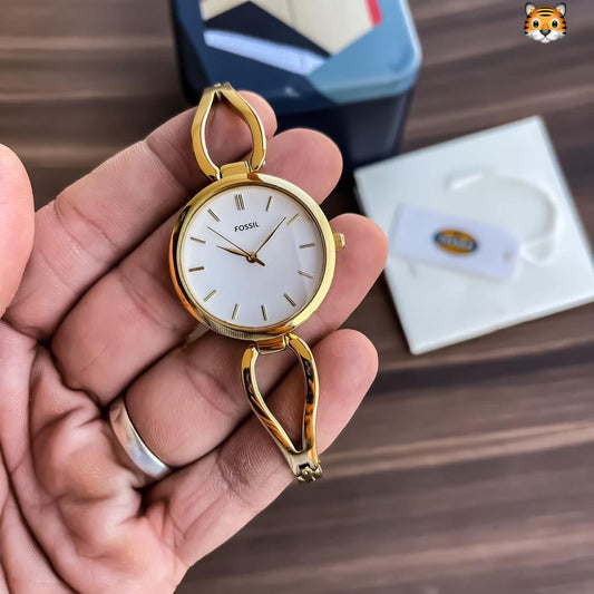 Women's Butterfly Style Watch In Gold Color Strap With White Dial Watch For Women's Or Girls- Best Gift For Her FS-7092