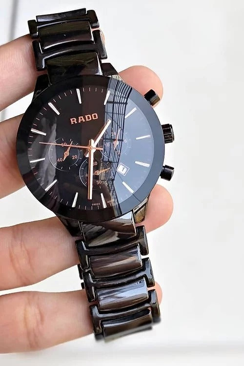 Rado Diamaster Chronograph Men's Watch Black Ceramic Case Black Dial R-30130982